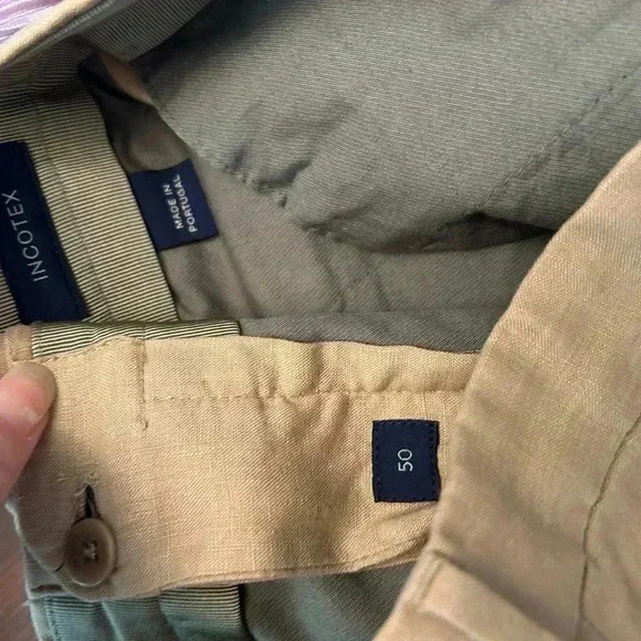 Incotex Men’s Linen Slim fit Trousers tan size 50 - Picture 8 of 12